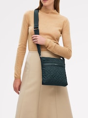 Radley Small Green Holland Park Quilt Zip Top Cross-Body Bag - Imagen 1 de 5