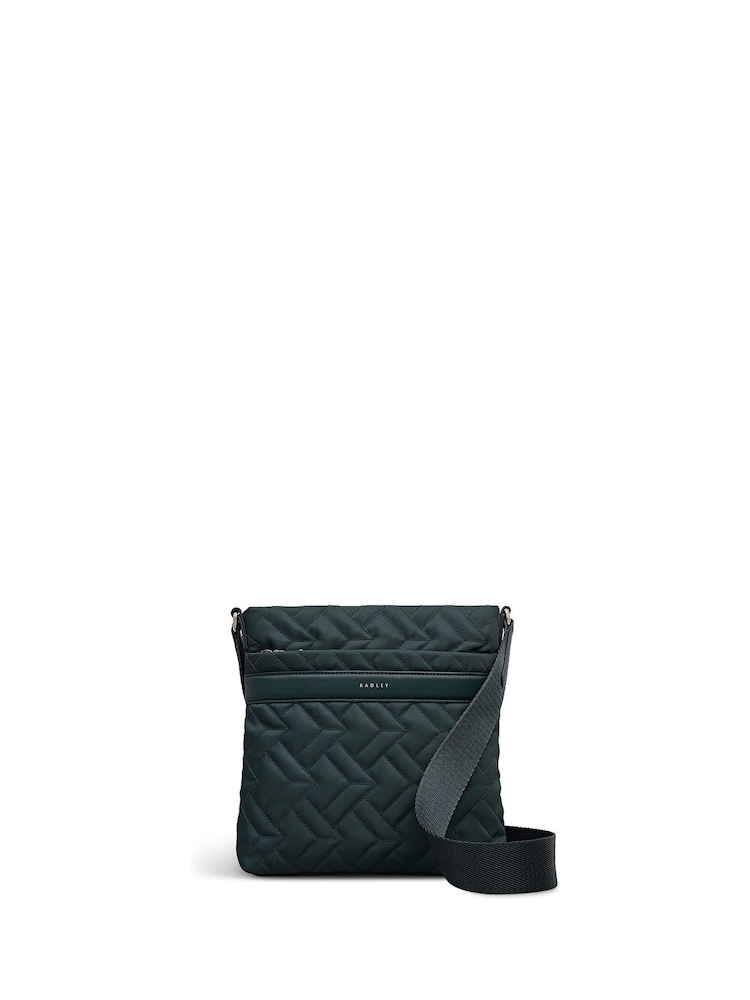 Radley Small Green Holland Park Quilt Zip Top Cross-Body Bag - Imagen 2 de 5