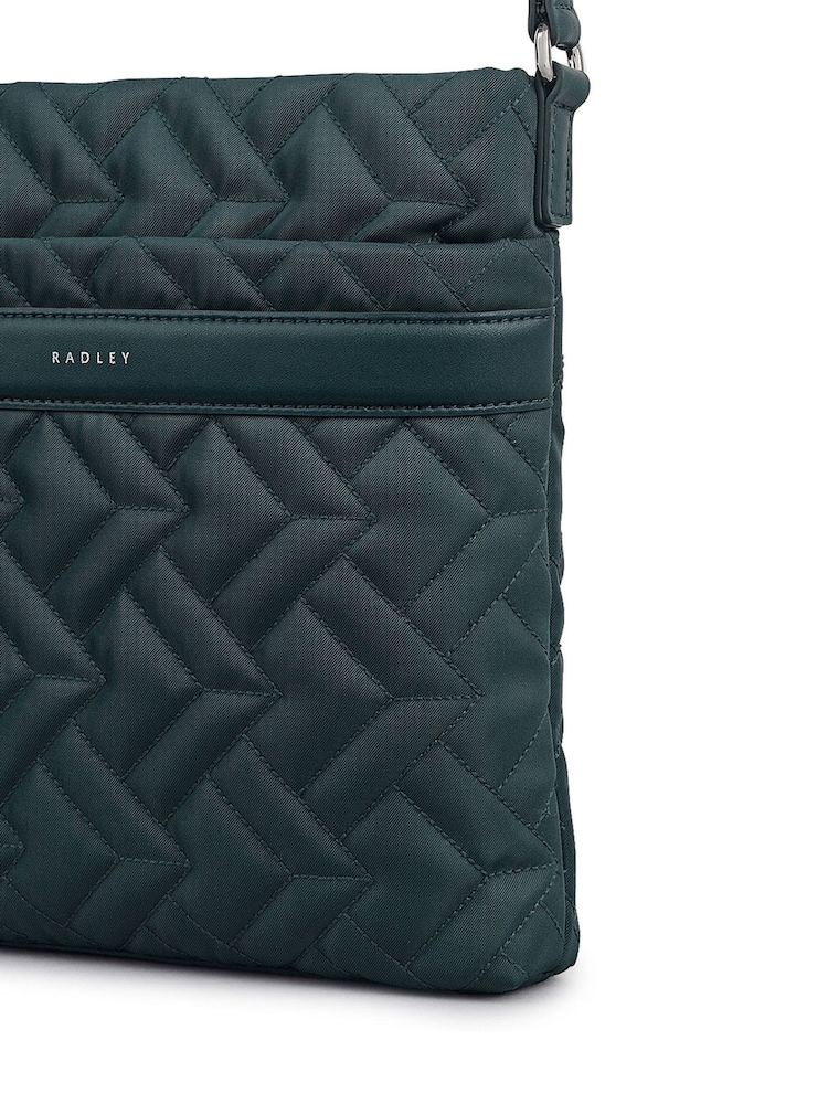 Radley Small Green Holland Park Quilt Zip Top Cross-Body Bag - Imagen 5 de 5