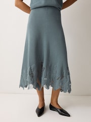 Jigsaw Blue Abstract Lace Knitted Skirt - Image 1 of 3