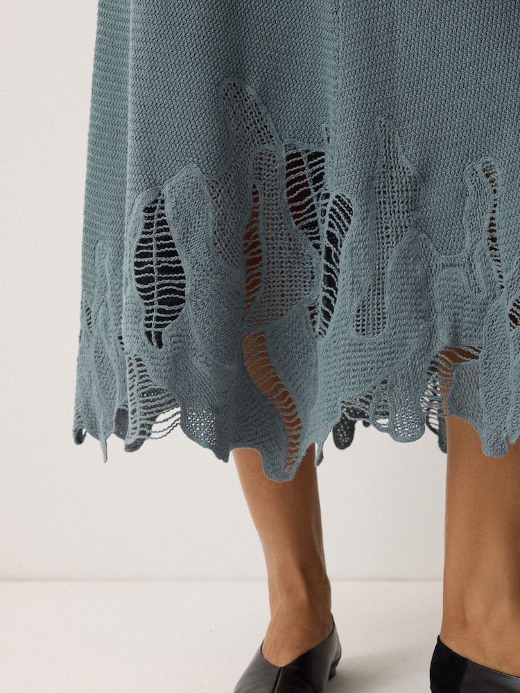 Jigsaw Blue Abstract Lace Knitted Skirt - Image 2 of 3