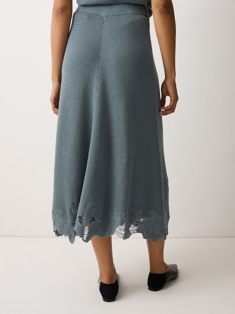 Jigsaw Blue Abstract Lace Knitted Skirt - Image 3 of 3