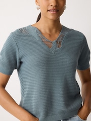 Jigsaw Blue Abstract Lace Knitted Top - Image 2 of 3