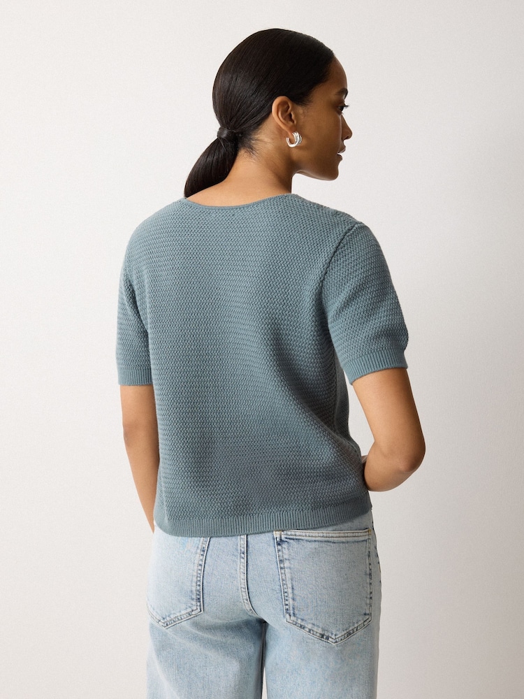 Jigsaw Blue Abstract Lace Knitted Top - Image 3 of 3