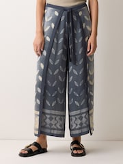 Jigsaw Blue Modern Shibori Wrap Trousers - Image 1 of 3