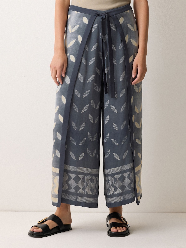 Jigsaw Blue Modern Shibori Wrap Trousers - Image 1 of 3