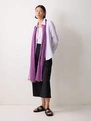 Jigsaw Purple Crinkle Cotton Woven Scarf - Image 2 of 2