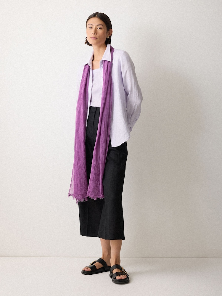 Jigsaw Purple Crinkle Cotton Woven Scarf - Image 2 of 2