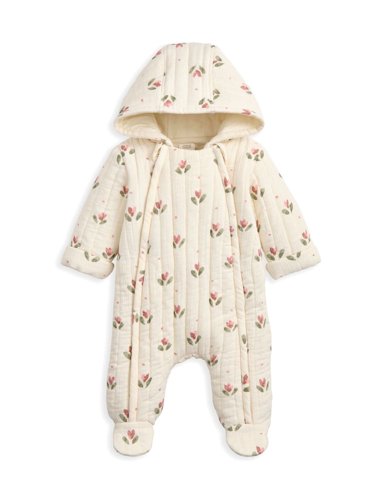 Mamas & Papas Cream Tulip Print Pramsuit - Image 1 of 2
