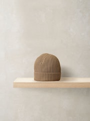 Mamas & Papas Stripe Knit Brown Beanie Hat - Image 1 of 2