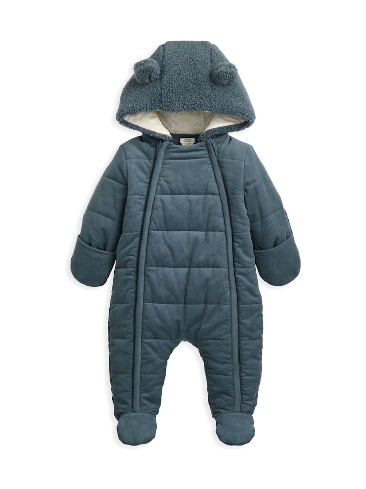 Mamas & Papas Blue Quilted Cord Pramsuit - Image 1 of 2