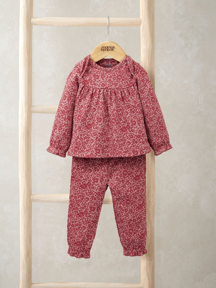 Mamas & Papas Pink Nostalgic Floral Print Jersey Pyjamas - Image 1 of 4 Mamas & Papas Pink Nostalgic Floral Print Jersey Pyjamas - Image 1 of 4