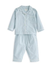 Mamas & Papas Green Striped Woven Pyjamas - Image 1 of 3