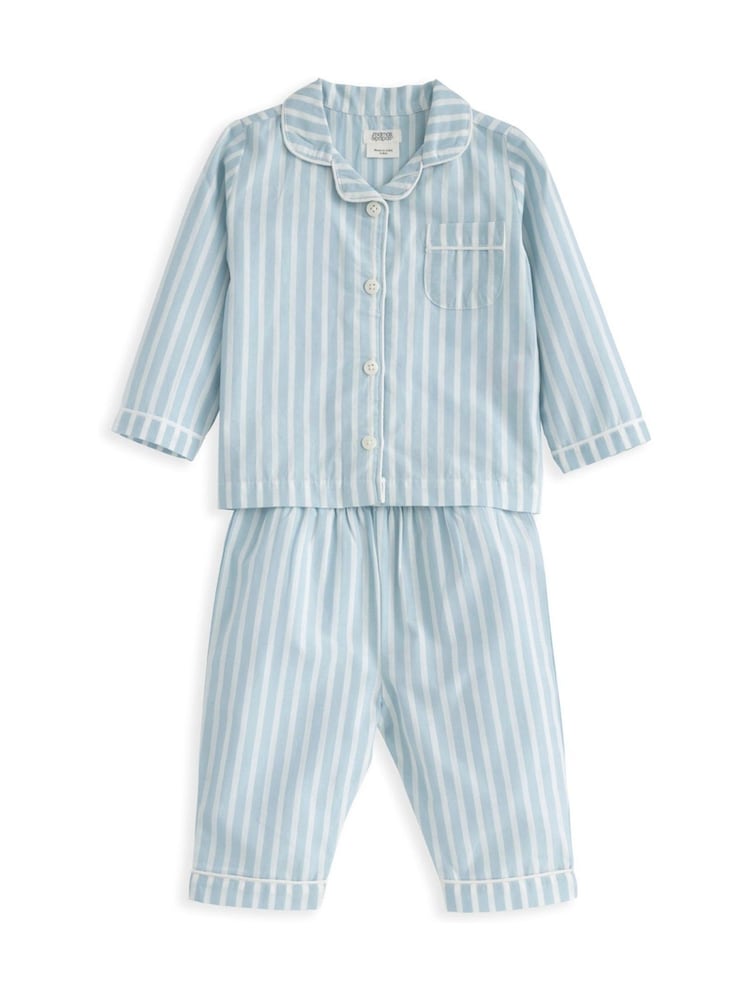 Mamas & Papas Green Striped Woven Pyjamas - Image 1 of 3