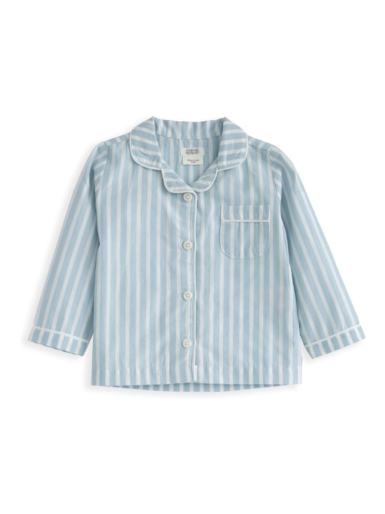 Mamas & Papas Green Striped Woven Pyjamas - Image 2 of 3