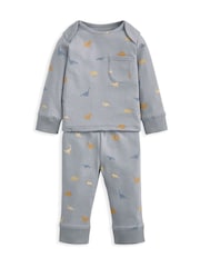 Mamas & Papas Blue Micro Dino Print Jersey Pyjamas - Image 1 of 3