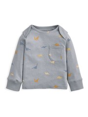 Mamas & Papas Blue Micro Dino Print Jersey Pyjamas - Image 3 of 3