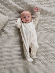 Mamas & Papas Cream Teddy Bear Print Zip Sleepsuit - Image 2 of 8