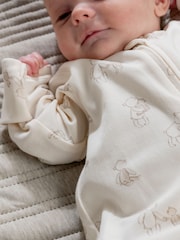 Mamas & Papas Cream Teddy Bear Print Zip Sleepsuit - Image 6 of 8