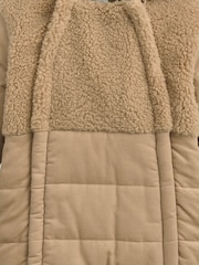 Mamas & Papas Quilted Cord and Borg Brown Pramsuit with 3D Ears - Image 3 of 3