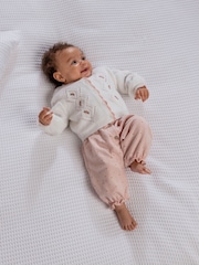 Mamas & Papas Embroidered Cable Knit White Cardigan - Image 1 of 7