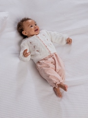 Mamas & Papas Embroidered Cable Knit White Cardigan - Image 2 of 7