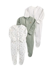 Mamas & Papas Grey Outdoor Stripe Sleepsuits 3 Pack - Image 2 of 3