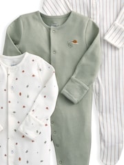 Mamas & Papas Grey Outdoor Stripe Sleepsuits 3 Pack - Image 3 of 3
