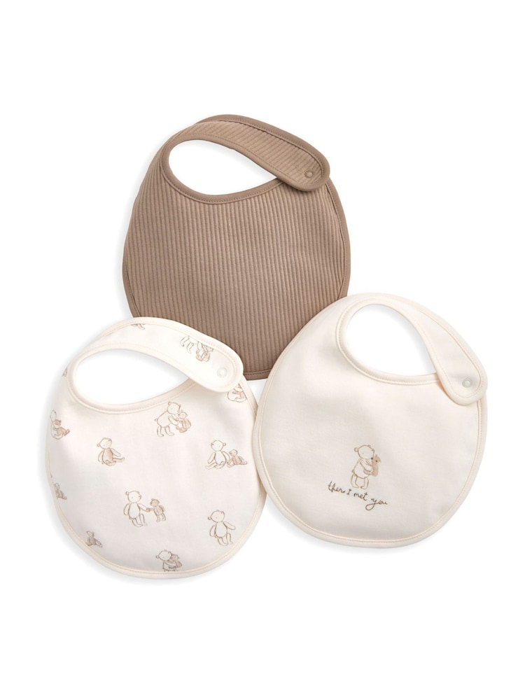 Mamas & Papas Teddy Bear Print & Embroidered Brown Bibs 3 Pack - Image 1 of 2 Mamas & Papas Teddy Bear Print & Embroidered Brown Bibs 3 Pack - Image 1 of 2