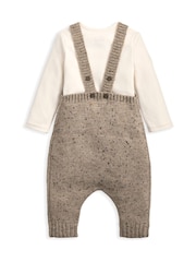 Mamas & Papa Knitted Bear Brown Dungarees & Bodysuit Set - Image 4 of 5