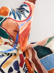 Cream/Brown Abstract Plunge Tummy Control Swimsuit - Image 7 of 9