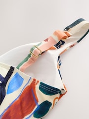 Cream/Brown Abstract Plunge Tummy Control Swimsuit - Image 8 of 9