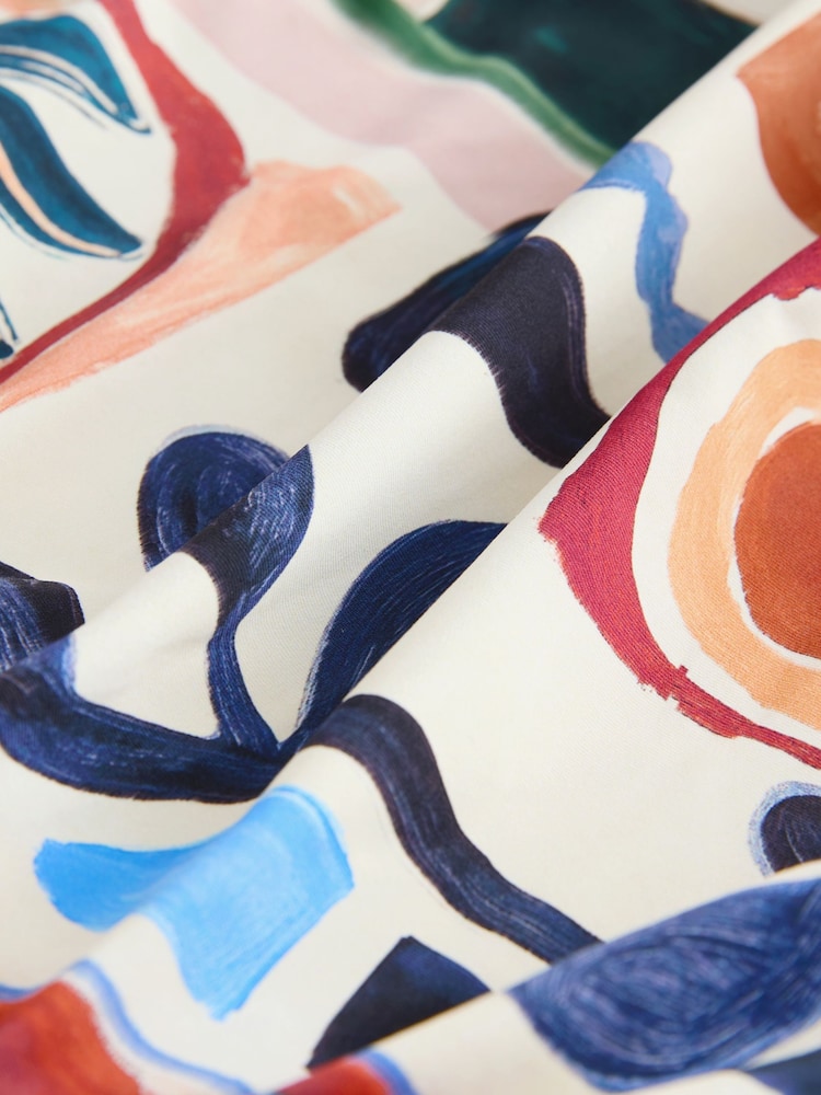 Rust Red/Cream Abstract Macrame Strap Plunge Tummy Control Tankini Top - Image 8 of 8