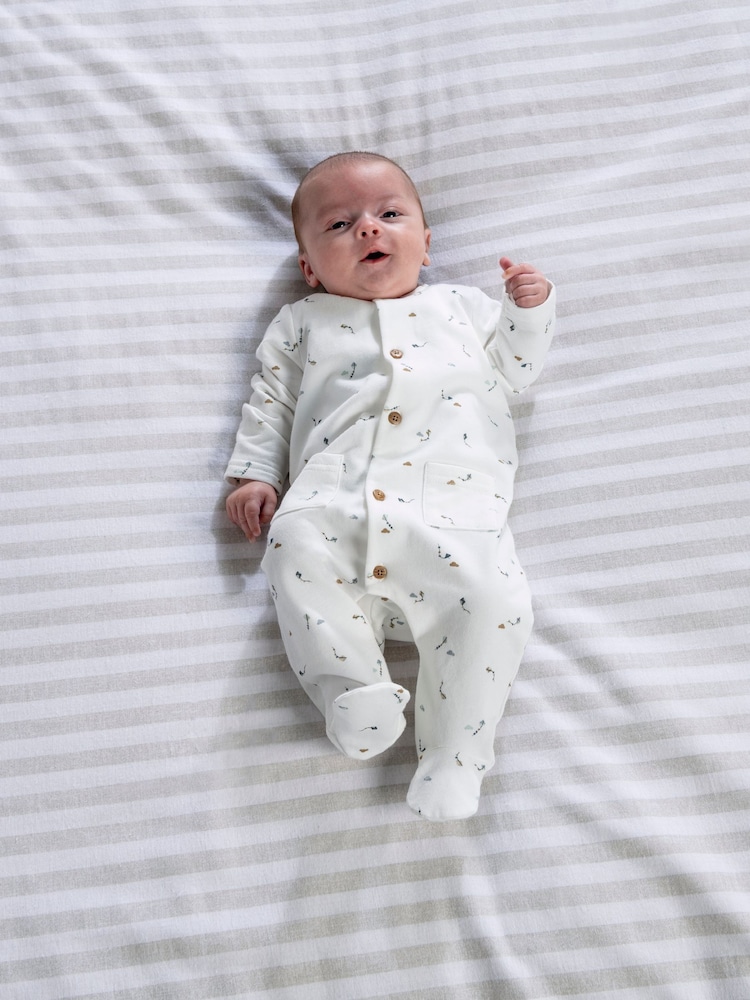 Mamas & Papas Kite Print White Sleepsuit - Image 1 of 7