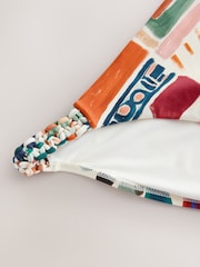 Rust Red/Cream Abstract Macrame High Leg Bikini Bottoms - Image 2 of 3