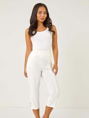 Roman White Petite Bengaline Cropped Trousers - Image 2 of 5