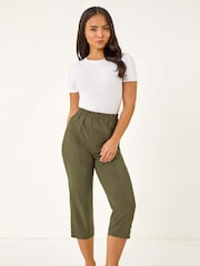 Roman Khaki Petite Bengaline Cropped Trousers - Image 2 of 5