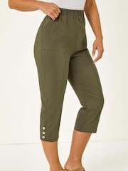 Roman Khaki Petite Bengaline Cropped Trousers - Image 4 of 5