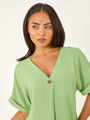 Roman Green Petite One Buttoned V-Neck Blouse - Image 1 of 5