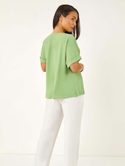 Roman Green Petite One Buttoned V-Neck Blouse - Image 3 of 5