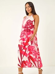 Vestido Petite Roman com estampa floral Halter neck - Imagem 1 de 5