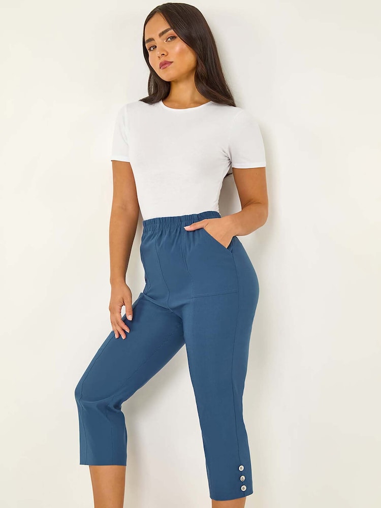Roman Light Blue Petite Bengaline Cropped Trousers - Image 1 of 5