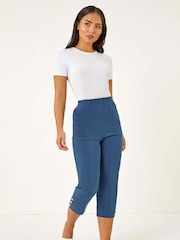 Roman Light Blue Petite Bengaline Cropped Trousers - Image 2 of 5