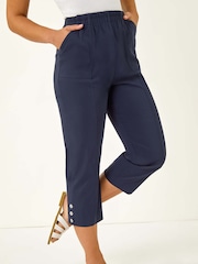 Roman Blue Petite Bengaline Cropped Trousers - Image 1 of 5
