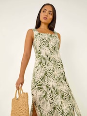 Vestido midi com estampa de folhas Roman Petite e botões - Imagem 1 de 5