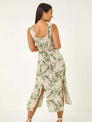 Vestido midi com estampa de folhas Roman Petite e botões - Imagem 3 de 5