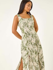 Vestido midi com estampa de folhas Roman Petite e botões - Imagem 4 de 5