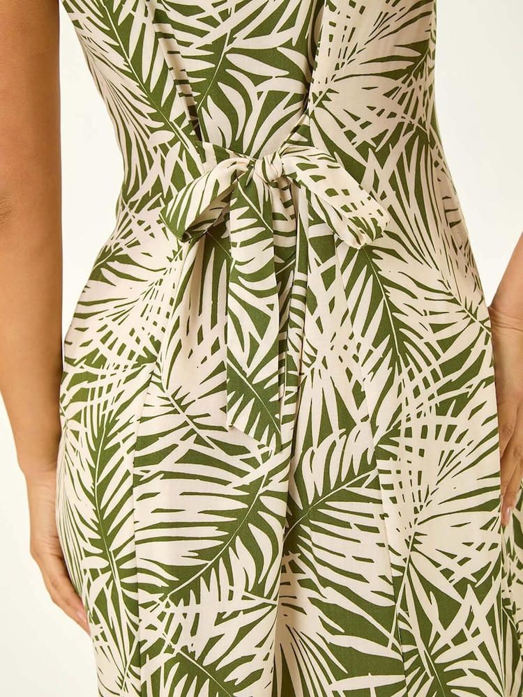 Vestido midi com estampa de folhas Roman Petite e botões - Imagem 5 de 5