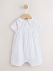 White Embroidered Bear Woven Dungaree and Bodysuit Baby Set (0mths-3yrs) - Image 3 of 10