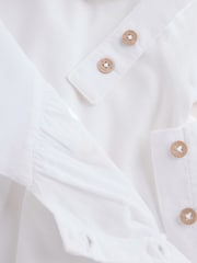 White Embroidered Bear Woven Dungaree and Bodysuit Baby Set (0mths-3yrs) - Image 6 of 10